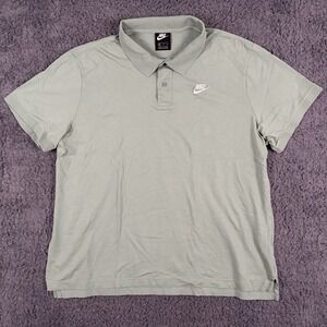 Nike‎ Shirt Mens XXL Green Polo Soft Cotton Stretch Embroidered Swoosh